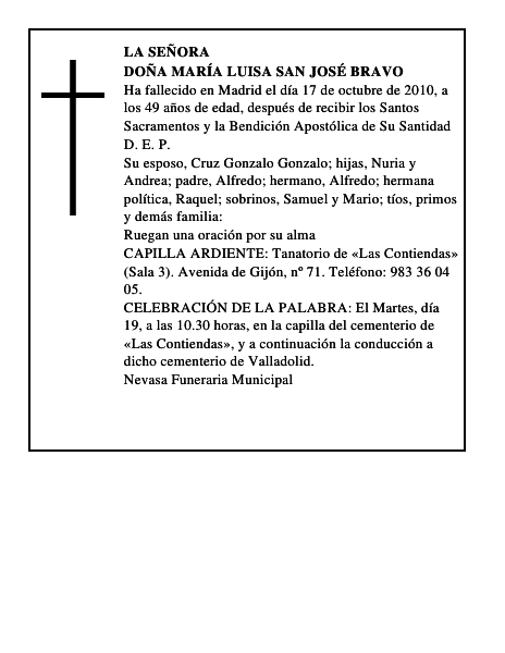 Doña María Luisa San José Bravo