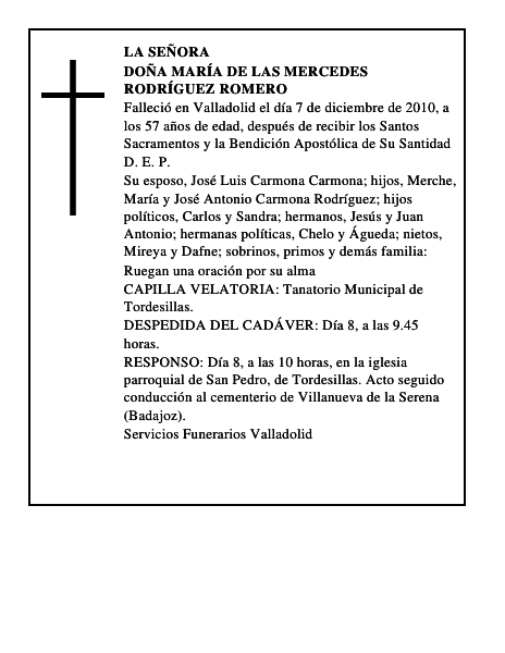 Doña María de las Mercedes Rodríguez Romero
