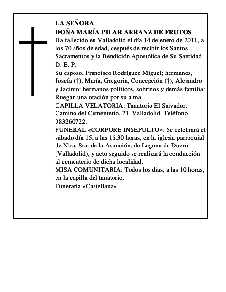 Doña María Pilar Arranz de Frutos