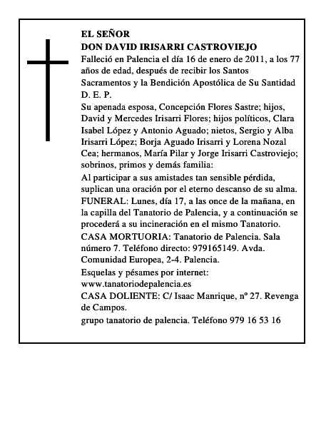 Don David Irisarri Castroviejo