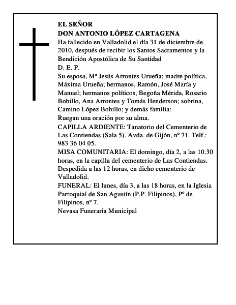 Don Antonio López Cartagena