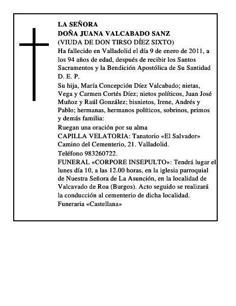 Doña Juana Valcabado Sanz