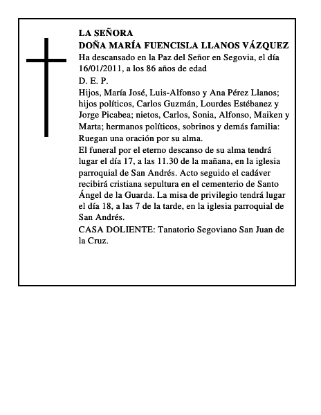 Doña María Fuencisla Llanos Vázquez