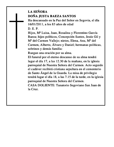 Doña Justa Baeza Santos