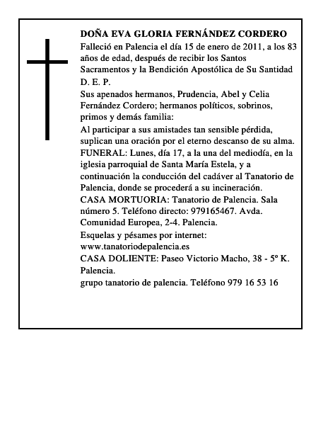 Doña Eva Gloria Fernández Cordero