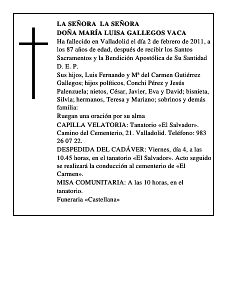 Doña María Luisa Gallegos Vaca