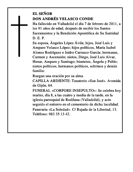 Don Andrés Velasco Conde