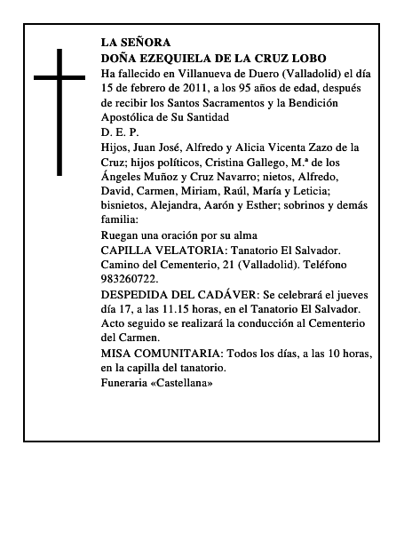 Doña Ezequiela de la Cruz Lobo