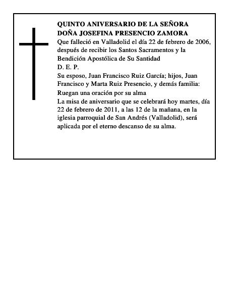 Doña Josefina Presencio Zamora