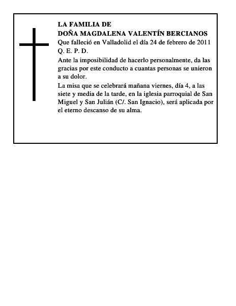 Doña Magdalena Valentín Bercianos