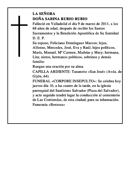 Doña Sabina Rubio Rubio