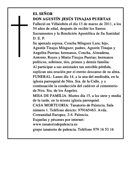 Don Agustín Jesús Tinajas Puertas
