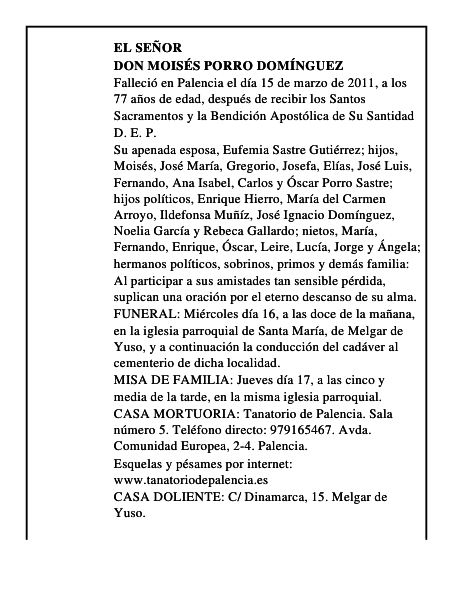 Don Moisés Porro Domínguez