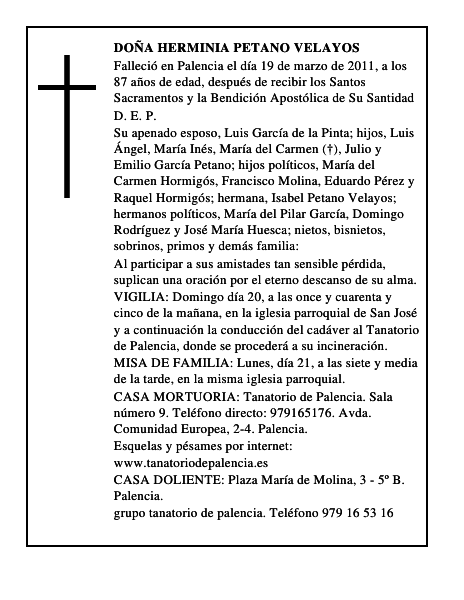 Doña Herminia Petano Velayos