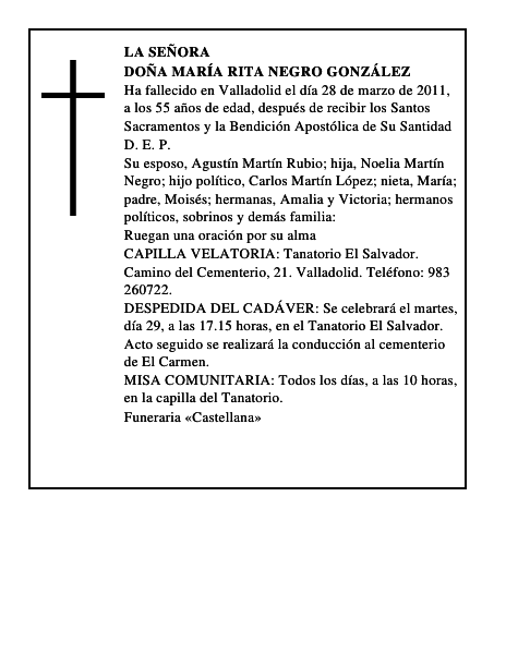 Doña María Rita Negro González