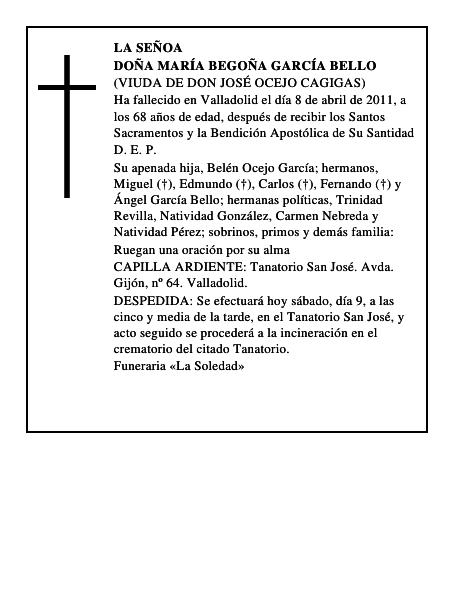 Doña María Begoña García Bello