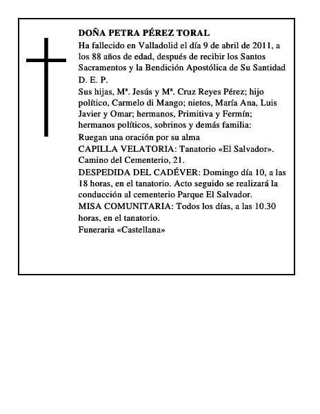 Doña Petra Pérez Toral