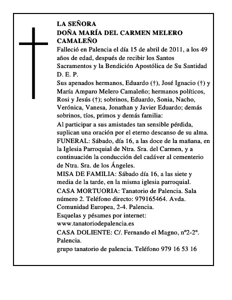 Doña María del Carmen Melero Camaleño