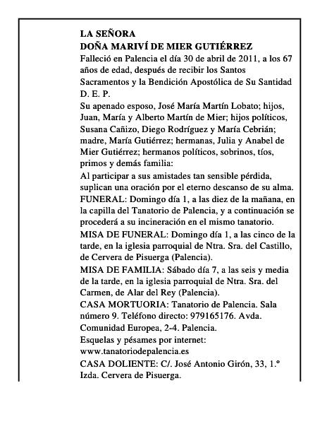 Doña Mariví de Mier Gutiérrez