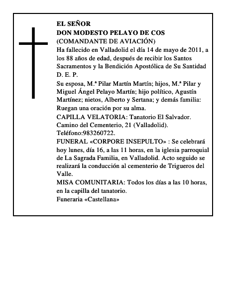 Don Modesto Pelayo de Cos