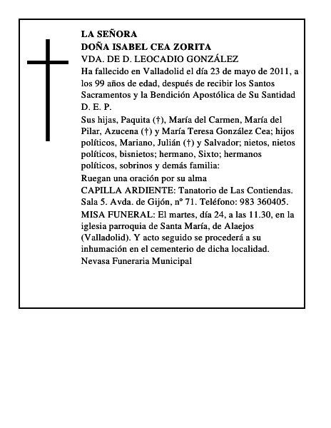 Doña Isabel Cea Zorita