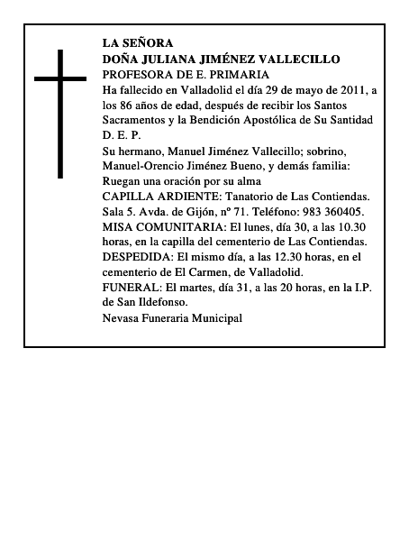 Doña Juliana Jiménez Vallecillo