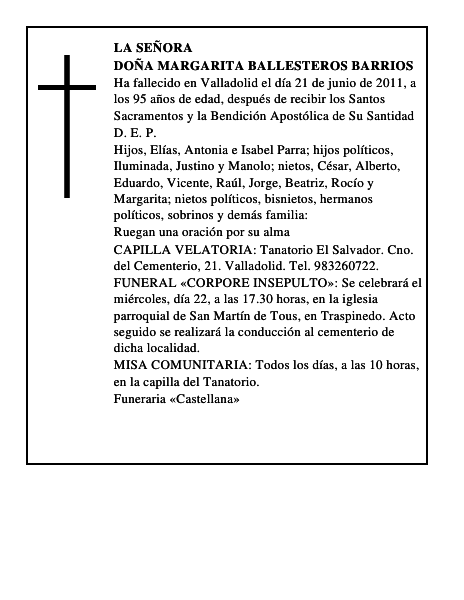 Doña Margarita Ballesteros Barrios