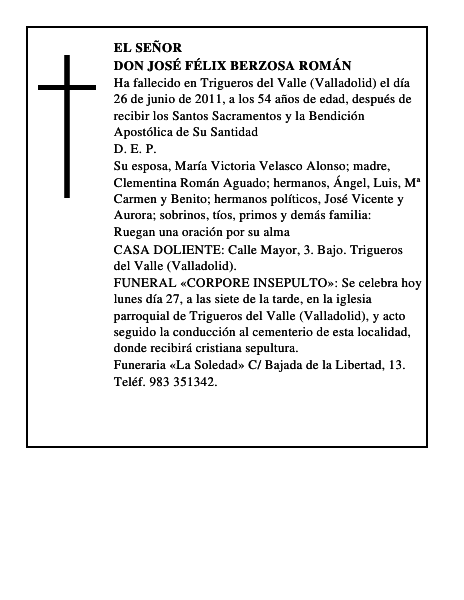 Don José Félix Berzosa Román