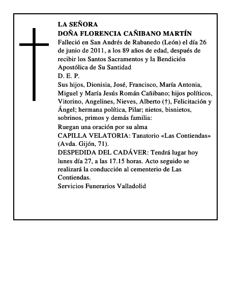 Doña Florencia Cañibano Martín
