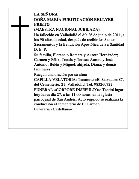 Doña María Purificación Bellver Prieto