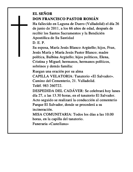 Don Francisco Pastor Román