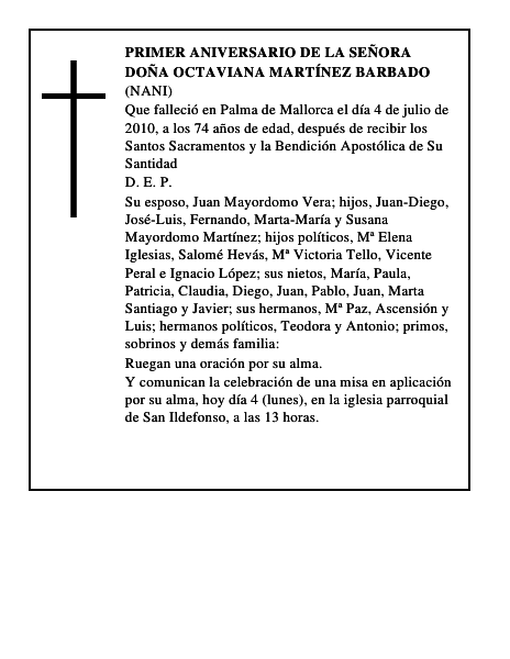 Doña Octaviana Martínez Barbado