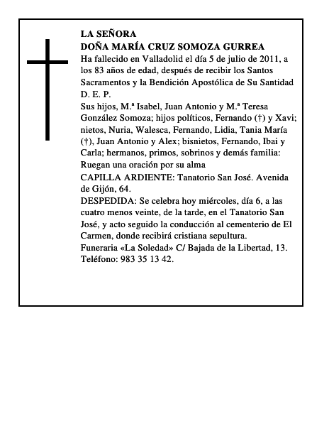 Doña María Cruz Somoza Gurrea