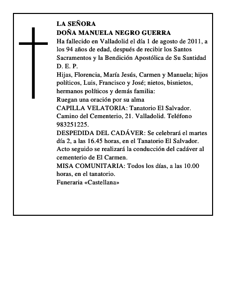 Doña Manuela Negro Guerra