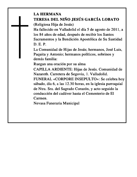 Teresa del Niño Jesús García Lobato