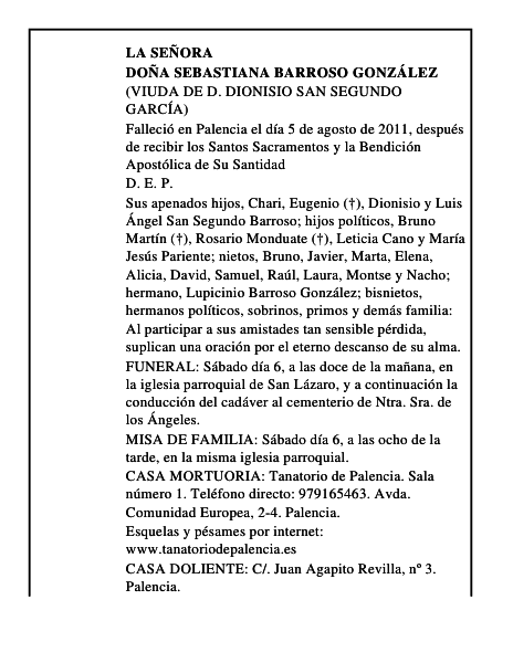 Doña Sebastiana Barroso González