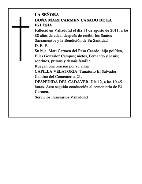 Doña Mari Carmen Casado de la Iglesia