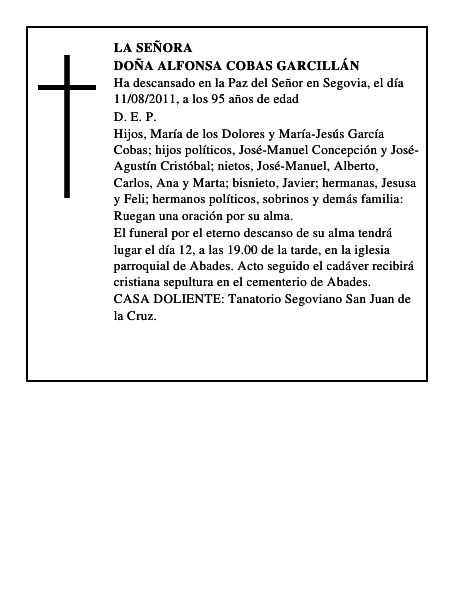 Doña Alfonsa Cobas Garcillán
