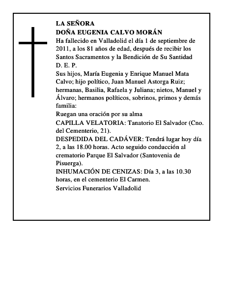 Doña Eugenia Calvo Morán