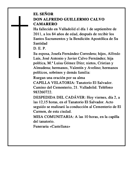 Don Alfredo Guillermo Calvo Camarero