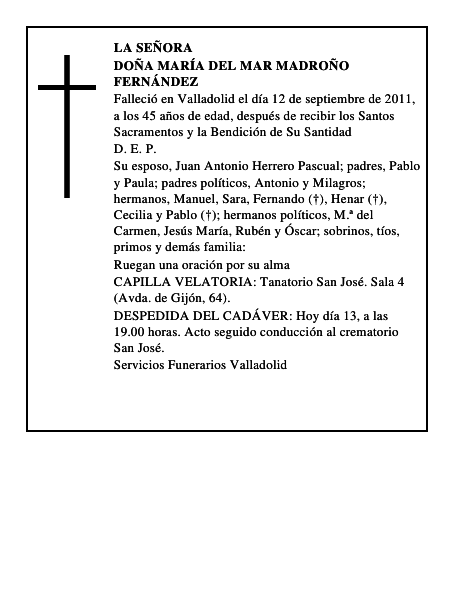 Doña María del Mar Madroño Fernández
