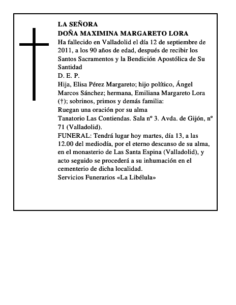 Doña Maximina Margareto Lora