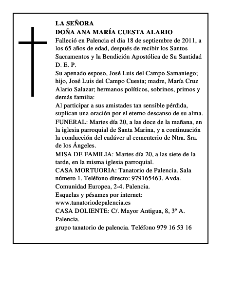 Doña Ana María Cuesta Alario