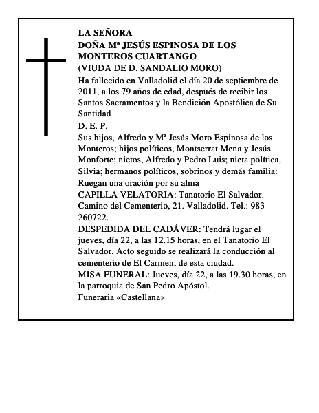 Doña Mª Jesús Espinosa de los Monteros Cuartango
