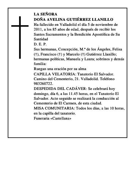 Doña Avelina Gutiérrez Llanillo