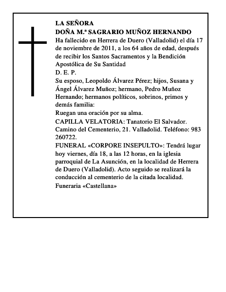 Doña M.ª Sagrario Muñoz Hernando