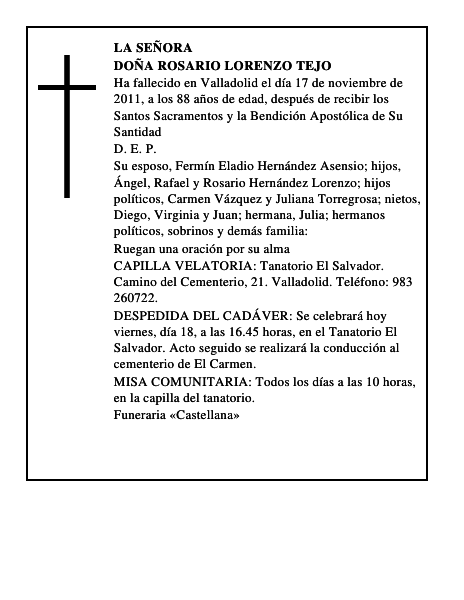 Doña Rosario Lorenzo Tejo
