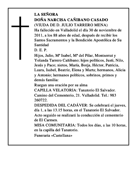 Doña Narcisa Cañibano Casado