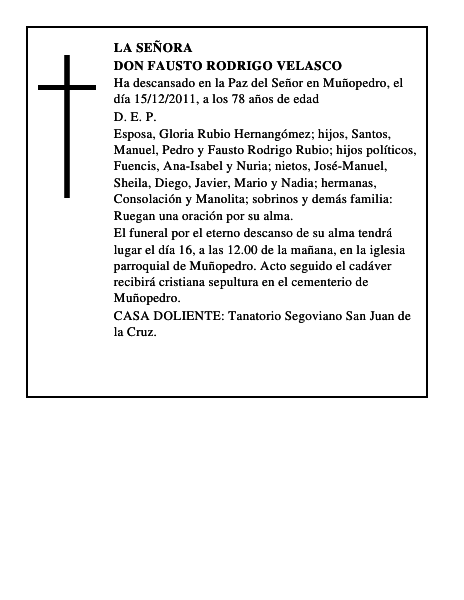 Don Fausto Rodrigo Velasco