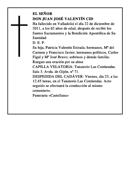 Don Juan José Valentín Cid